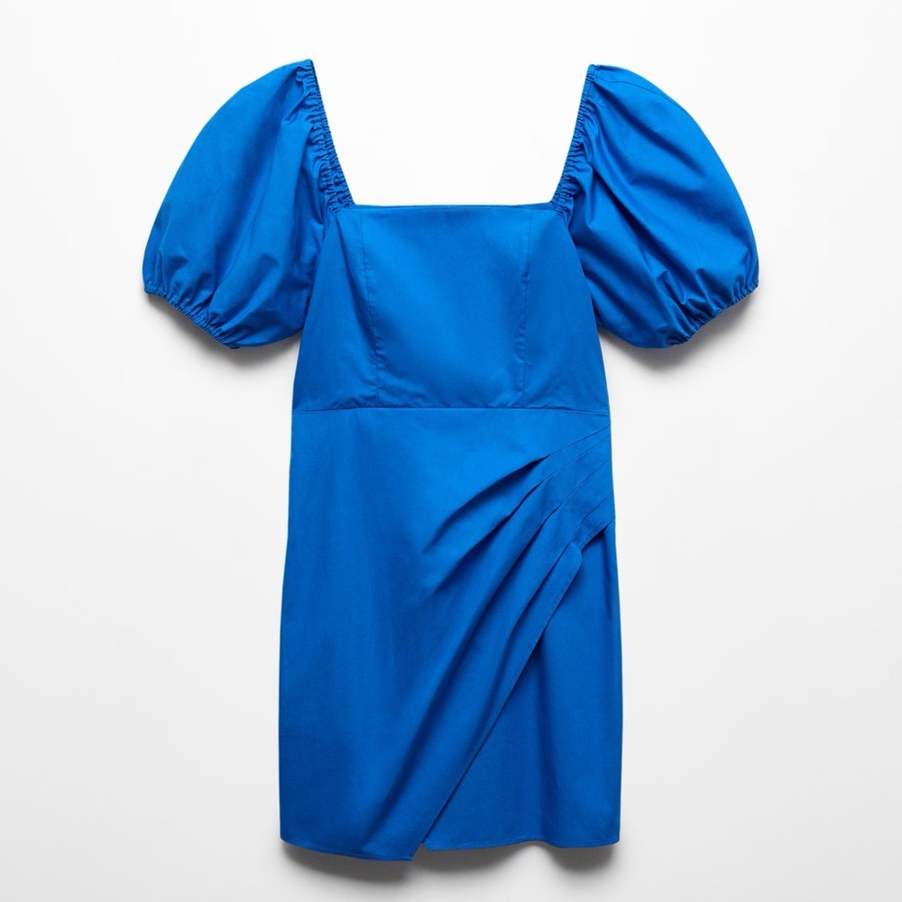 Mango blue printed dress with balloon sleeves NWT - Picture 2 of 6